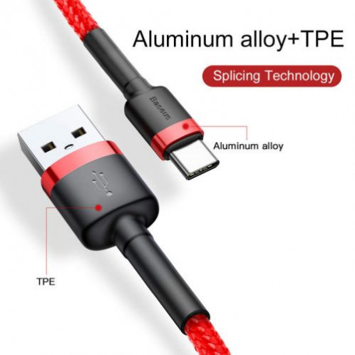 Baseus Type-C Cafule cable 3A 1m Red + Red (CATKLF-B09) DA192729-09