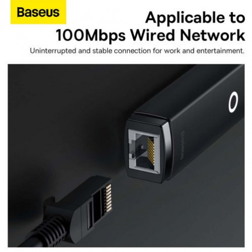 Baseus Network Adapter Lite Series Ethernet Adapter USB-A to RJ45 LAN Port (100Mbps) Black (WKQX000001) DA612457-017