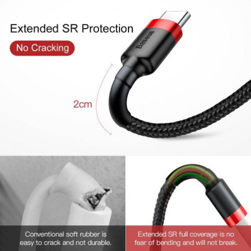 Baseus Type-C Cafule cable 2A, 3m Red/Black (CATKLF-U91) DA32119-017