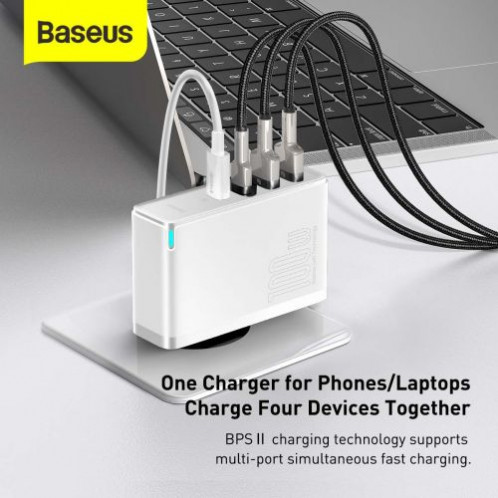 Baseus Travel Charger GaN2 Pro Quick wall charger C+C+U+U, PD 3.0, QC 4.0+, 100W EU White (CCGAN2P-L02) DA3450450-019