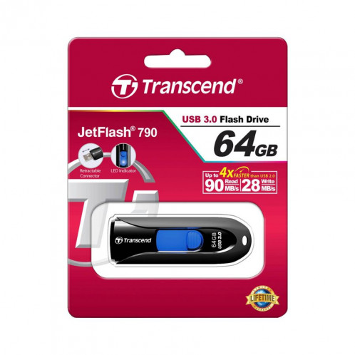Transcend JetFlash 790 64GB USB 3.1 Gén. 1 noir 869820-03