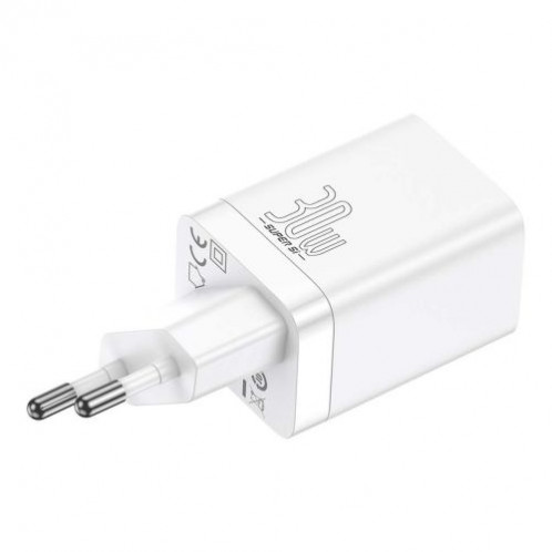 Baseus Travel Charger Super Si Pro mini Fast Charger, C+U, PD 3.0, QC 3.0 30W EU White (CCSUPP-E02) DA102058-013