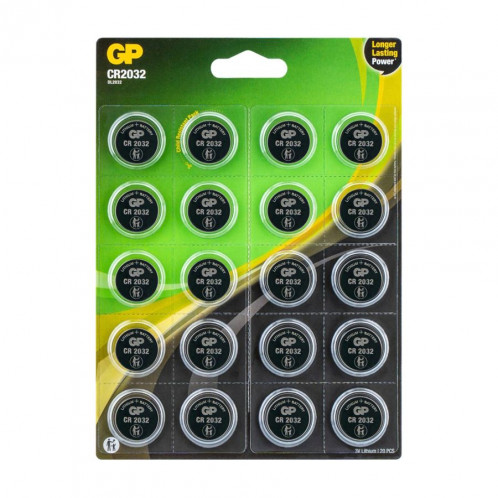 1x20 GP CR 2032 Lithium 3V Piles bouton 0602032C20 801978-06