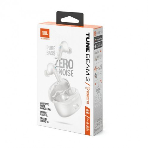 JBL Tune Beam 2 TWS Bluetooth Wireless In-Ear Earbuds White EU DB6700332-02