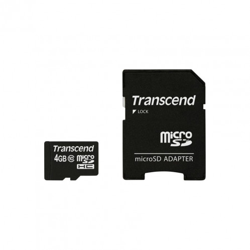 Transcend microSDHC 4GB Class 10 + adaptateur SD 511567-02