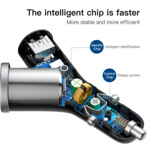 Baseus Car Charger Y-type dual USB + cigarette lighter extended, 3.4A, Black (CCALL-YX01) DA508800-010