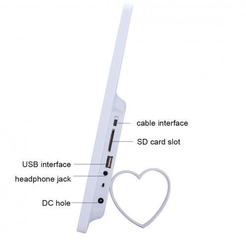 Cadre photo numérique numérique 13 pouces avec support et télécommande, Allwinner F16, Support SD / MS / MMC Card et USB (Blanc) SC697W8-08