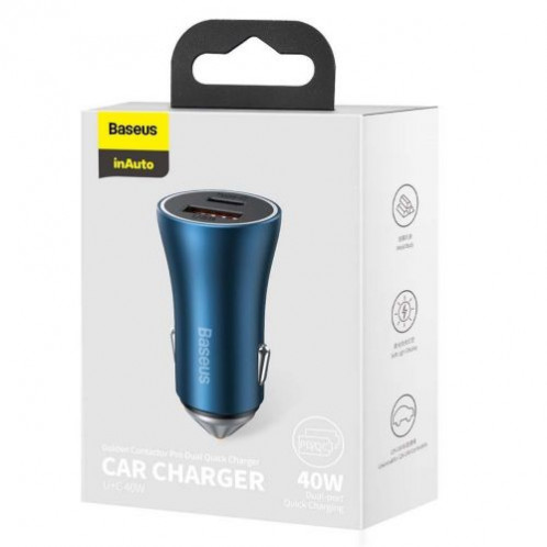 Baseus Car Charger Golden Contactor Pro Fast Type C / USB 40W, PD 3.0, QC 4.0+ SCP, FCP, AFC, Blue (CCJD-03) DA628754-015
