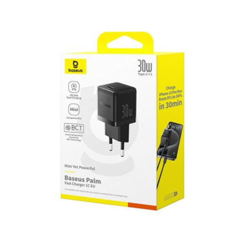 Baseus Travel Charger Palm Series Type-C, PD 3.0, QC 3.0, 30W, Black EU (P10111605113-00) DA817594-02