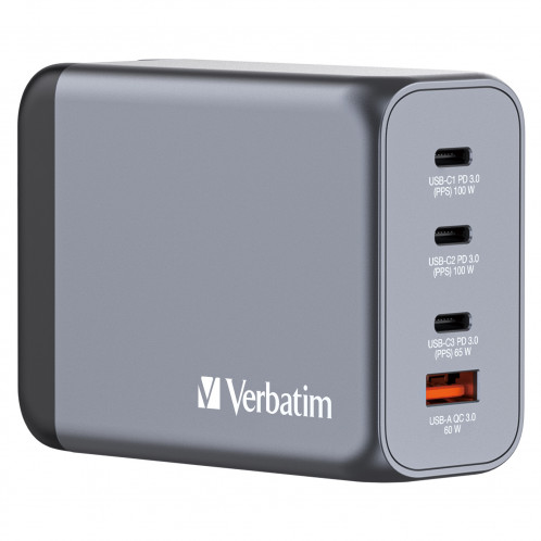 Verbatim GNC-200 GaN Charg. 200W 3xUSB-C PD, 1xUSB-A QC 3.0 32204 871810-010