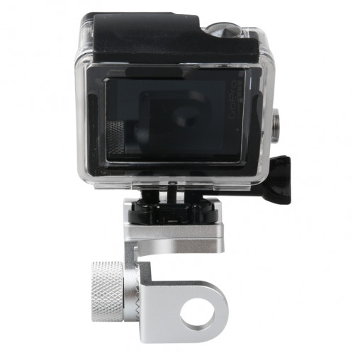 Miroir de rétroviseur de moto Support de support fixe en alliage d'aluminium CNC pour GoPro HERO4 / 3 + / 3, Xiaomi Xiaoyi, caméra SJCAM (argent) SM006S7-07