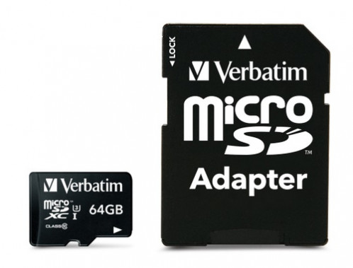 Verbatim microSDXC Pro 64GB Class 10 UHS-I incl adaptateur 111890-04