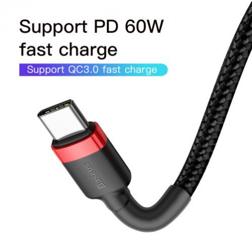Baseus Type-C Type-C cable Cafule PD2.0 60W Flash charging (20V 3A) 1m Red/Black (CATKLF-G91) DA207856-014