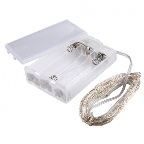 5m 6W 50 LED SMD 0603 IP65 Waterproof 3 x AA Batteries Box Silver Wire String Light Lampe Fairy Lampe Décorative, DC 5V (Blanc Chaud) S516WW2-07