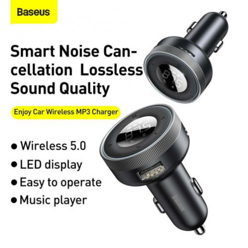Baseus Car Charger Bluetooth FM Transmitter Enjoy Car with LED display Wireless U+U+3,5mm audio+TF MP3 Charger BT 5.0, 3.4A Black (CCLH-01) DA980938-019