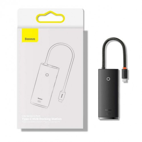 Baseus HUB Lite Series 5-in-1 Multifunctional (Type-C to 2x USB 3.0 / Type-C / HDMI 1.4 / SD/TF) Black (WKQX050001) DA1651902-018