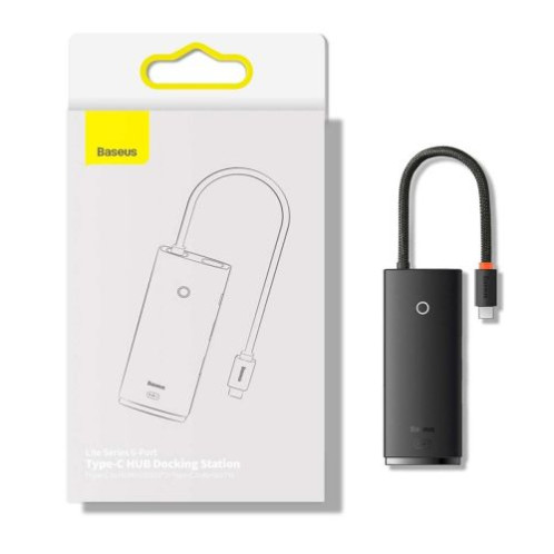 Baseus HUB Lite Series 6-in-1 Multifunctional (Type-C to 2x USB 3.0 / Type-C / HDMI 1.4 / SD/TF) Black (WKQX050001) DA1651902-018
