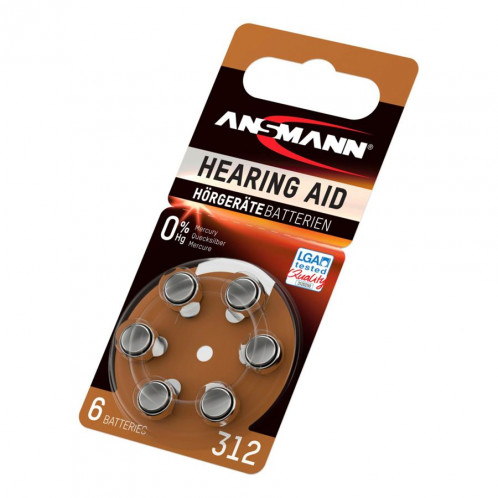 10x6 Ansmann Zinc-Air 312 (PR41) Batterie pour Appareil Auditif 486859-03