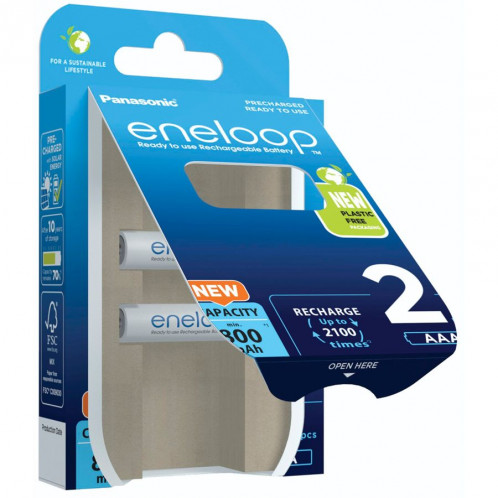 1x2 Panasonic Eneloop Micro AAA 800mAh Ni-MH BK-4MCDE/2BE 762568-04