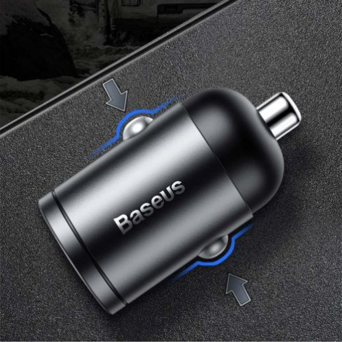 Baseus Car Charger Tiny Star Mini Quick Charge, U+Um 12/24V, 30W Gray (VCHX-A0G) DA603190-021