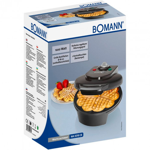 Bomann WA 5018 CB noir Gaufrier, gaufres forme de coeur 588401-06