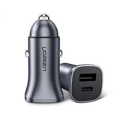 UGREEN USB-C PD+USB-A QC 24W Chargeur rapide voiture, gris 730459-02