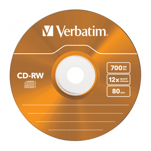 1x5 Verbatim CD-RW 80 / 700MB 10x Speed, Colour, Slim 545977-00