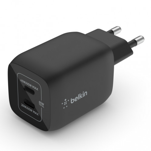 Belkin BOOST Chargeur 65W USB-C GaN PD 3.0 PPS noir WCH013vfBK 779620-06