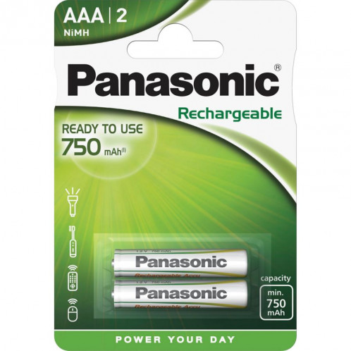 1x2 Panasonic NiMH Micro AAA 750 mAh Ready to use 511609-01