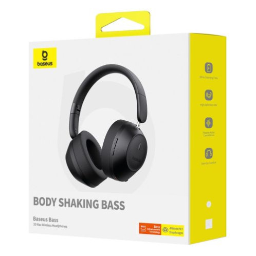 Baseus Earphone Bluetooth Bass 30 Max Wireless Headphones, BT 5.3, Black EU (A00070700121-00) DA1894461-02