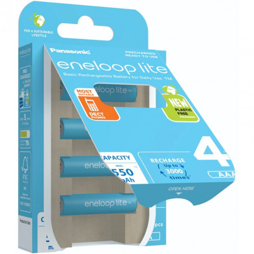 1x4 Panasonic Eneloop lite Micro 550mAh AAA Ni-MH BK-4LCCE/4BE 762666-05
