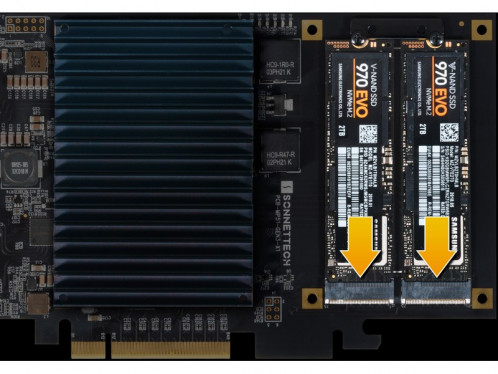 Carte PCIe 3.0 Sonnet McFiver pour 2 SSD M.2 NVMe, 1 port 10 GbE, 2 ports USB-C CARSON0075-04