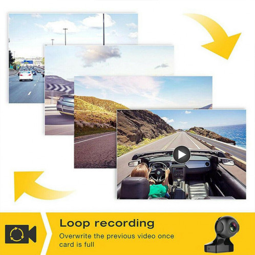 Caméra de tableau de bord, enregistreur de conduite de voiture HD intégrale  DVR 1080P, écran ACL de 2,2 po, grand angle de 170°, enregistreur vidéo de  conduite numérique A5