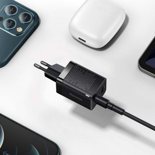 Baseus Travel Charger Super Si Pro mini Fast Charger, C+U, PD 3.0, QC 3.0 30W EU Black (CCSUPP-E01) DA1020371-018
