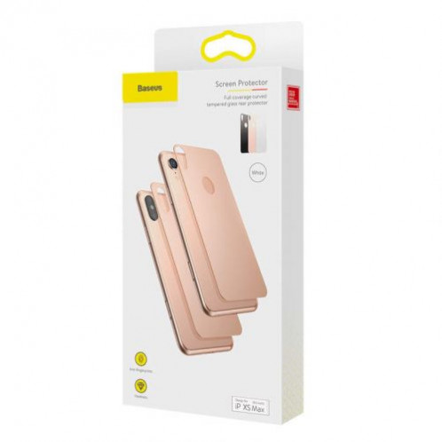 Baseus iPhone Xs Max 0.3 mm Full coverage curved T-Glass rear Protector White (SGAPIPH65-BM02) DA015895-09