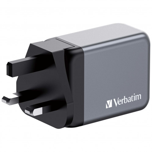 Verbatim GNC-64 GaN Chargeur 65W 2xUSB-C PD, 1xUSB-A QC 3.0 32201 871789-011