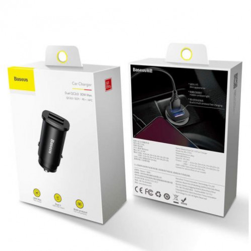 Baseus Car Charger Square metal A + A 30W Dual QC3.0 (SCP.AFC) Black (CCALL-DS01) DA628531-010