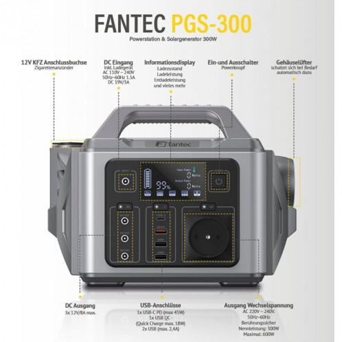 FANTEC PGS-300 Powerstation &générateur solaire 792766-06