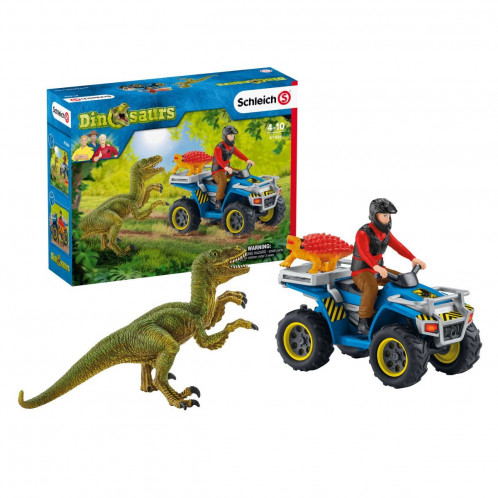 Schleich Dinosaures 41466 Fuite sur Squad face au vélocir. 533276-012