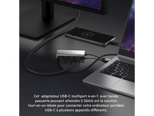Belkin dock USB-C 4 en 1 Station d'accueil 4 ports HDMI, USB-A x 2, USB-C 100 W HUBBLK0006-04