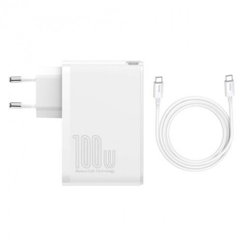 Baseus Travel Charger GaN2 Pro Quick wall charger C+C+U+U, PD 3.0, QC 4.0+, 100W EU White (CCGAN2P-L02) DA3450450-019