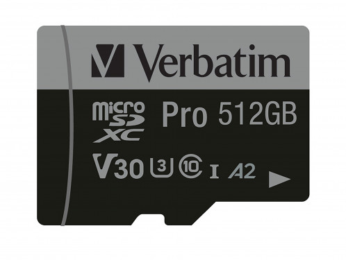 Verbatim microSDXC Pro 512GB Class 10 UHS-I + adaptateur 818106-08