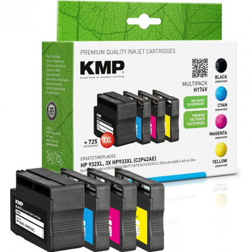 KMP H174V Multipack BK/C/M/Y Comp. avec HP C2P42AE 932/933 XL 284965-03