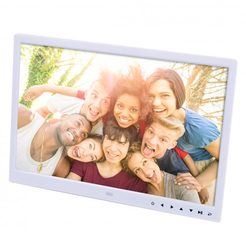 Cadre photo numérique numérique 15,0 pouces avec support / télécommande, Allwinner, support USB / carte SD entrée / OTG (blanc) SC340W0-08