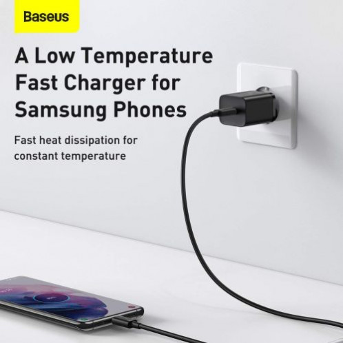 Baseus Travel Charger set Super Si 1C QC (With Mini Black Cable Type-C to Type-C 3A 1m) 25W EU Black (TZCCSUP-L01) DA806968-014