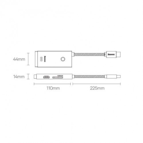 Baseus HUB Lite Series 5-in-1 Multifunctional (Type-C to 2x USB 3.0 / Type-C / HDMI 1.4 / SD/TF) Black (WKQX050001) DA1651902-018