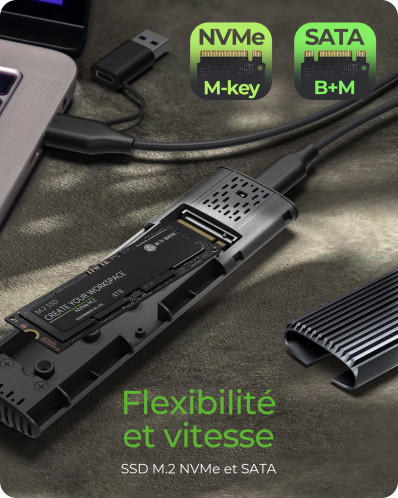 ICY BOX IB-1808MCT-CU31 USB-C M.2 NVMe & SATA SSD boîtier 192595-06