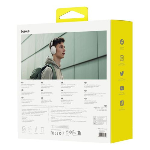 Baseus Earphone Bluetooth Bass 30 Max Wireless Headphones, BT 5.3, White EU (A00070700211-00) DA1765252-02