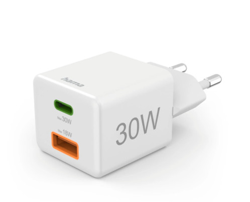 Hama Mini chargeur rapide PD 30W 1xUSB-C/1xUSB-A blanc 201992 140900-018
