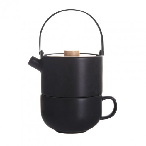 Bredemeijer Tea-for-one Umea noir avec couv. bambou 142008 532639-01
